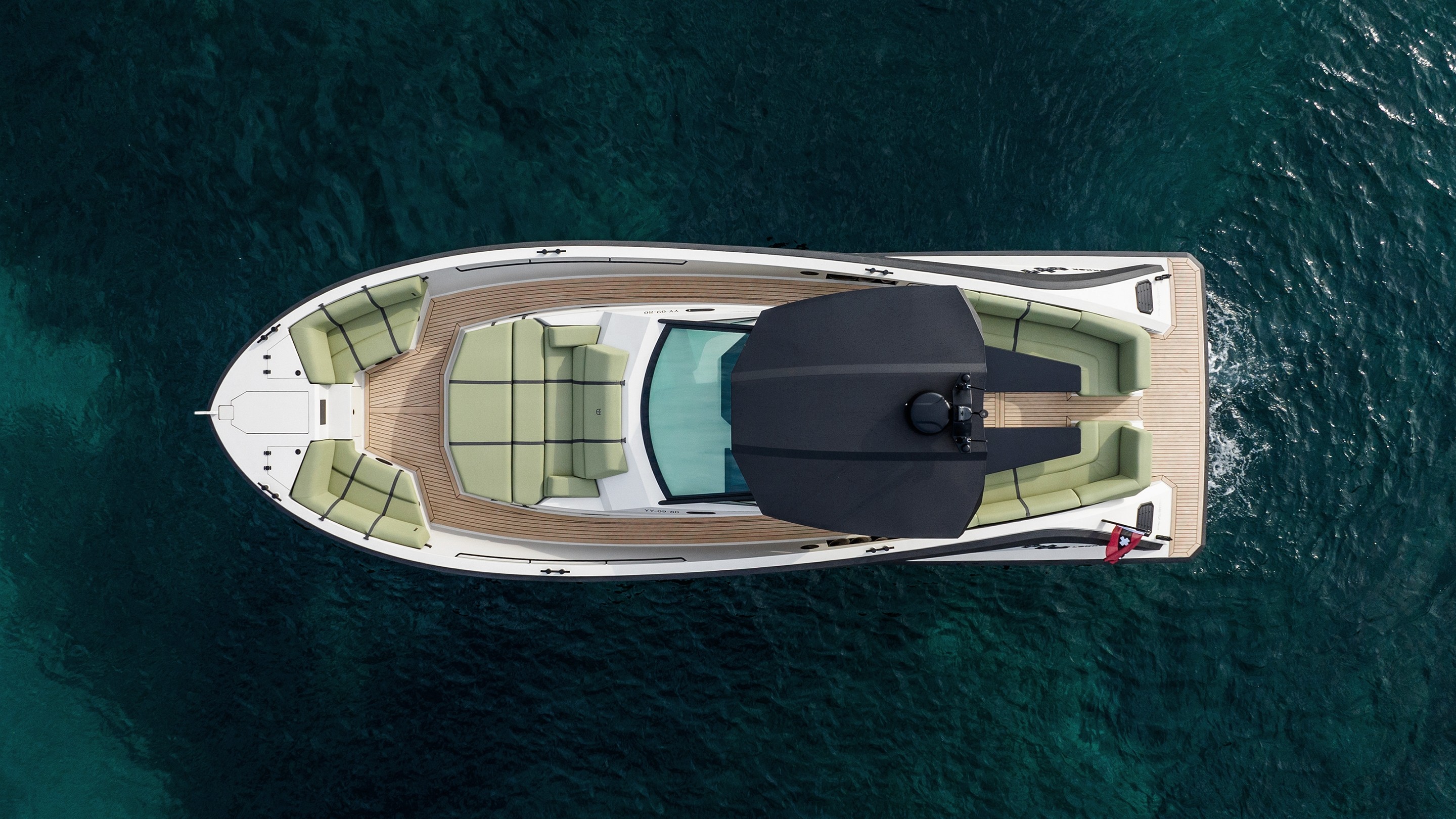 Bovenaanzicht Lekker Boats 44 ontwerp bekleding studio Bouwmeester